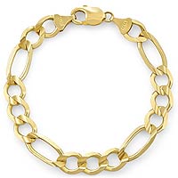 11 gm 14K Gold Yellow Open Figaro Men Bracelet 7 inch