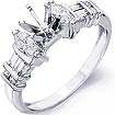 3/4 CT Marquise Baguette Semi Mount Diamond Engagement Ring W Gold