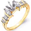 3/4 CT Marquise Round Setting Diamond Engagement Ring 14K Yellow Gold