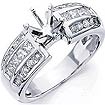 3/4 CT Princess Diamond Semi Mount Engagement Ring 14K White Gold