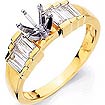 1 CT Baguette Diamond Semi Mount Engagement Ring 14K Yellow Gold