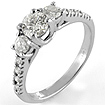 0.90 CT Round Diamond 3 Stone Anniversary Ring 14k White Gold