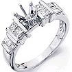 3/4 CT Princess Diamond Semi Mount Engagement Ring 14K W Gold