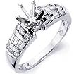 0.75 CT Baguette Diamond Semi Mount Engagement Ring 14K W Gold