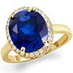 5.30 CT Sapphire & Round Diamond Engagement Ring 14K Yellow Gold