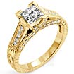 1. CT Round Princess Diamond Engagement Ring 14K Yellow Gold