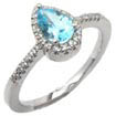 1.11CT Blue Topaz Round Diamond Engagement Ring 14K White Gold