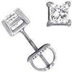 1/2 Ct Princess Diamond Stud Earrings 14k White Gold G SI1