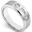 3/4 CT Round Mens Diamond Wedding Ring 14K White Gold