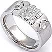 0.65 CT Princess Mens Diamond Wedding Band 14K White Gold G VS2