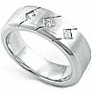 0.35 CT Princess Mens Diamond Wedding Band Ring 14K White Gold G VS2