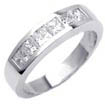 0.80CT Princess Diamond Half Wedding Band 14k White Gold