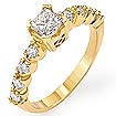 1.00 Ct Round Princess Diamond Engagement Ring 14K Yellow Gold