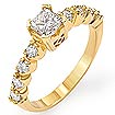 1.00 Ct Round Princess Diamond Engagement Ring 14K Yellow Gold