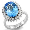 14 Ct Blue Topaz Fashion Round Diamond Ring 18K White Gold