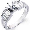 1 CT Baguette Semi Mount Diamond Engagement Ring 14K White Gold