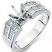 1 CT Princess Semi Mount Diamond Engagement Rings 14K White Gold