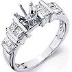 3/4 CT Princess Semi Mount Diamond Engagement Ring PLATINUM