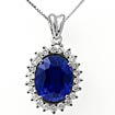 11 3/4 CT Sapphire Round Diamond Pendant 14K White Gold