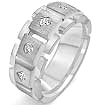 0.40CT Princess Round Men's Diamond Wedding Band 14K White Gold