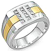 0.70 CT Princess Diamond Channel Set Men's Ring 14k 2Tone Gold