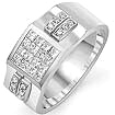 1 Ct Princess Round Diamond Men's Ring 14K White Gold