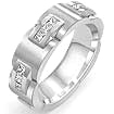 1 CT Men's Princess Eternity Wedding band 14K White Gold