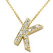 1/4 Ct Letter Initials K Diamond Pendant 14K Yellow Gold