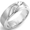 0.22 CT Mens Round Diamond Wedding Band Ring 14K White Gold