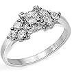 1.07CT 3 Stone Princess Round Diamond Anniversary Ring 14K W Gold
