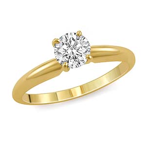 0.35 CT Round Solitaire Engagement Diamond Ring 14K Yellow Gold G SI1