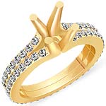 1.20 CT Round Diamond Setting Eternity Engagement Ring 14K Yellow Gold