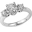 1.00 Ct 3 Stone Diamond Anniversary Ring 14K White Gold