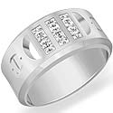 1/2 CT Princess Mens Diamond Wedding Band 14K White Gold