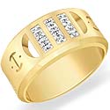 1/2 CT Princess Mens Diamond Wedding Band 14K Yellow Gold