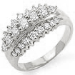 1 1/4 CT Round Diamond Anniversary Triple Row Ring 14K White Gold