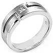 0.26 CT Men's Princess Diamond Wedding Band 14K White Gold