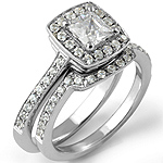 1.25Ct Princess Diamond Wedding Set Bridal Engagement Ring 14k White Gold