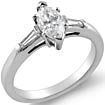 1.00 CT 3Stone Marquise Baguette Engagement Diamond Ring 14K White Gold