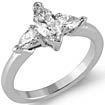 1.00 CT Marquise Pear 3Stone Diamond Anniversary Ring 14k White Gold