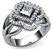 3/4 CT Princess Round Fashion Diamond Ring 14K White Gold