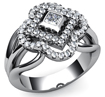 3/4 CT Round Princess Anniversary Diamond Platinum Ring