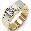 0.17 CT Men's Princess Diamond Ring 14k 2 Tone Gold