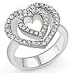 1/2 CT Heart Shape Round Diamond Fashion Ring 14K White Gold