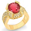 6.75 CT Round Tourmaline Engagement Diamond Ring 14K Yellow Gold