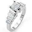 1.00 CT Princess Baguette Diamond Engagement Ring 14K White Gold