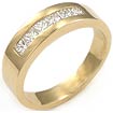 3/4 CT Princess Diamond Wedding Band Unisex Ring 14K Yellow Gold