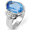 7.68 Ct Blue Topaz Round Diamond Fashion Ring 14K White Gold