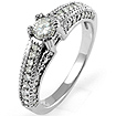 0.60CT Round Diamond Anniversary Engagement Wedding Milgrain Ring 14K White Gold