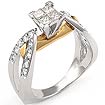 1 CT Princess Round Diamond Engagement Ring 14K 2 Tone Gold
